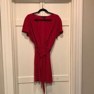 Red wrap around dress